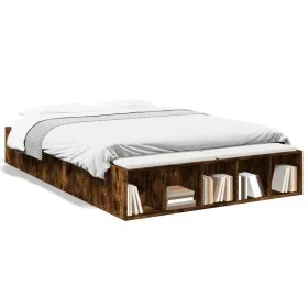 Smoked oak engineered wood bed frame 140x190cm by vidaXL, Beds and slatted bases - Ref: Foro24-3280584, Price: 136,45 €, Disc...