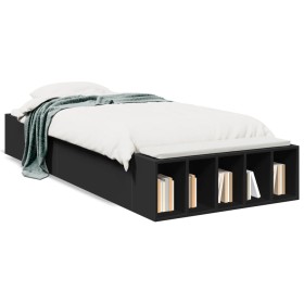 Black engineered wood bed frame 90x200 cm by vidaXL, Beds and slatted bases - Ref: Foro24-3280609, Price: 109,48 €, Discount: %
