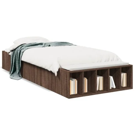 Oak brown engineered wood bed frame 90x190 cm by vidaXL, Beds and slatted bases - Ref: Foro24-3280621, Price: 103,54 €, Disco...