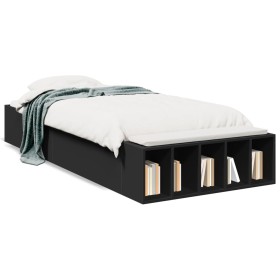 Estructura de cama madera de ingeniería negra 90x190 cm de vidaXL, Camas y somieres - Ref: Foro24-3280616, Precio: 106,06 €, ...