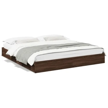 Oak brown engineered wood bed with drawers 200x200 cm by vidaXL, Beds and slatted bases - Ref: Foro24-3280635, Price: 194,87 ...