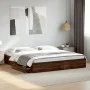 Oak brown engineered wood bed with drawers 200x200 cm by vidaXL, Beds and slatted bases - Ref: Foro24-3280635, Price: 194,87 ...