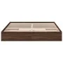 Oak brown engineered wood bed with drawers 200x200 cm by vidaXL, Beds and slatted bases - Ref: Foro24-3280635, Price: 194,87 ...
