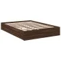 Oak brown engineered wood bed with drawers 140x200 cm by vidaXL, Beds and slatted bases - Ref: Foro24-3280663, Price: 204,32 ...