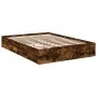 Smoked oak engineered wood bed with drawers 140x200 cm by vidaXL, Beds and slatted bases - Ref: Foro24-3280661, Price: 165,93...