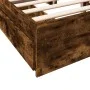 Smoked oak engineered wood bed with drawers 140x200 cm by vidaXL, Beds and slatted bases - Ref: Foro24-3280661, Price: 165,93...