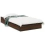 Oak brown engineered wood bed with drawers 100x200 cm by vidaXL, Beds and slatted bases - Ref: Foro24-3280677, Price: 133,69 ...