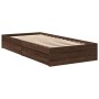 Oak brown engineered wood bed with drawers 100x200 cm by vidaXL, Beds and slatted bases - Ref: Foro24-3280677, Price: 135,34 ...
