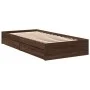 Oak brown engineered wood bed with drawers 100x200 cm by vidaXL, Beds and slatted bases - Ref: Foro24-3280677, Price: 133,69 ...