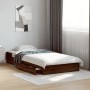 Oak brown engineered wood bed with drawers 100x200 cm by vidaXL, Beds and slatted bases - Ref: Foro24-3280677, Price: 135,34 ...