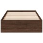 Oak brown engineered wood bed with drawers 100x200 cm by vidaXL, Beds and slatted bases - Ref: Foro24-3280677, Price: 135,34 ...
