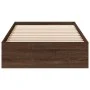 Oak brown engineered wood bed with drawers 100x200 cm by vidaXL, Beds and slatted bases - Ref: Foro24-3280677, Price: 133,69 ...