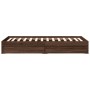 Oak brown engineered wood bed with drawers 100x200 cm by vidaXL, Beds and slatted bases - Ref: Foro24-3280677, Price: 135,34 ...