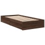 Oak brown engineered wood bed with drawers 100x200 cm by vidaXL, Beds and slatted bases - Ref: Foro24-3280677, Price: 135,34 ...
