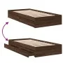 Oak brown engineered wood bed with drawers 100x200 cm by vidaXL, Beds and slatted bases - Ref: Foro24-3280677, Price: 133,69 ...