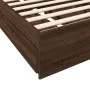 Oak brown engineered wood bed with drawers 100x200 cm by vidaXL, Beds and slatted bases - Ref: Foro24-3280677, Price: 133,69 ...