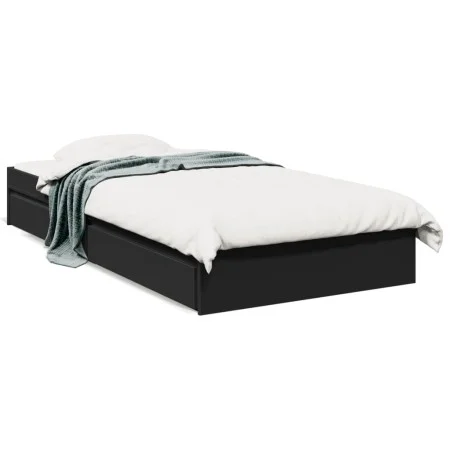 Black engineered wood bed with drawers 90x190 cm by vidaXL, Beds and slatted bases - Ref: Foro24-3280707, Price: 132,52 €, Di...