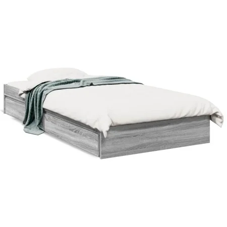 Sonoma gray engineered wood bed with drawers 90x190 cm by vidaXL, Beds and slatted bases - Ref: Foro24-3280711, Price: 133,09...