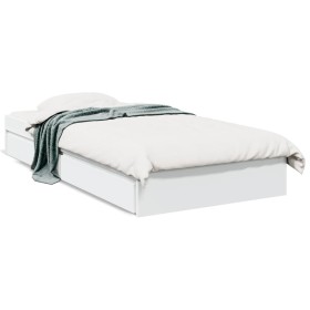White engineered wood bed with drawers 75x190 cm by vidaXL, Beds and slatted bases - Ref: Foro24-3280713, Price: 125,09 €, Di...