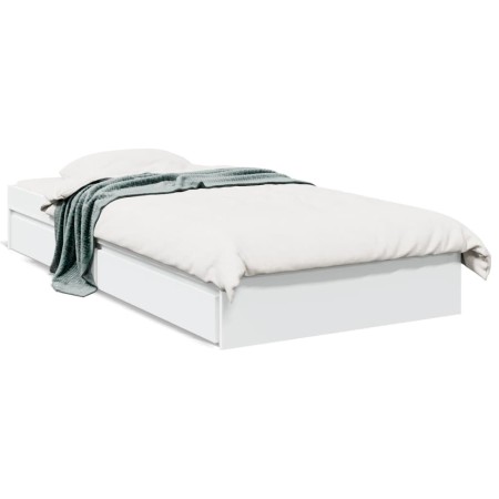 Weißes Holzwerkstoffbett mit Schubladen 75x190 cm von vidaXL, Betten und Lattenroste - Ref: Foro24-3280713, Preis: 125,09 €, ...
