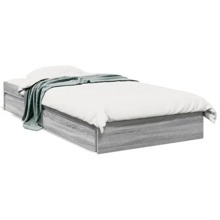 Sonoma gray engineered wood bed with drawers 75x190 cm by vidaXL, Beds and slatted bases - Ref: Foro24-3280718, Price: 123,25...
