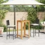 Mesa y taburetes de jardín 3 pzas madera acacia ratán PE negro de vidaXL, Conjuntos de jardín - Ref: Foro24-3295262, Precio: ...