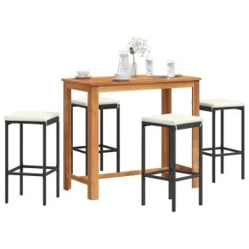 Mesa y taburetes de jardín 5 pzas madera acacia ratán PE negro by vidaXL, Garden sets - Ref: Foro24-3295283, Price: 284,46 €,...
