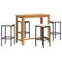 Mesa y taburetes de jardín 5 pzas madera acacia ratán PE negro by vidaXL, Garden sets - Ref: Foro24-3295283, Price: 284,46 €,...