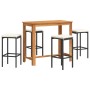 Mesa y taburetes de jardín 5 pzas madera acacia ratán PE negro by vidaXL, Garden sets - Ref: Foro24-3295283, Price: 304,63 €,...