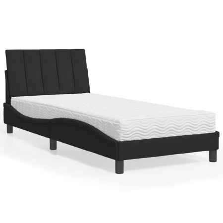 Cama con colchón terciopelo negro 90x190 cm de vidaXL, Camas y somieres - Ref: Foro24-3208570, Precio: 260,55 €, Descuento: %