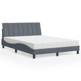 Cama con colchón terciopelo gris oscuro 140x190 cm de vidaXL, Camas y somieres - Ref: Foro24-3208593, Precio: 390,01 €, Descu...