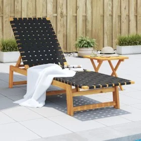 Tumbona de madera maciza de acacia y tela negra by vidaXL, Loungers - Ref: Foro24-366507, Price: 121,35 €, Discount: %