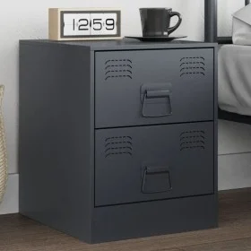 Nachttisch aus anthrazitgrauem Stahl, 34,5x39x44 cm. von vidaXL, Nachttische - Ref: Foro24-841623, Preis: 53,40 €, Rabatt: %