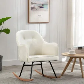 Cremeweißer Schaukelstuhl aus Samt von vidaXL, Schaukelstühle - Ref: Foro24-289901, Preis: 174,34 €, Rabatt: %