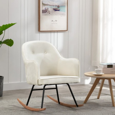 Cremeweißer Schaukelstuhl aus Samt von vidaXL, Schaukelstühle - Ref: Foro24-289901, Preis: 176,60 €, Rabatt: %