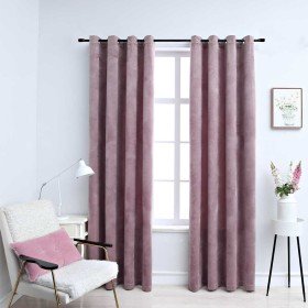 Cortinas opacas anillas 2 uds terciopelo rosa viejo 140x175 cm Cortinas opacas anillas 2 uds terciopelo rosa viejo 140x175 cm