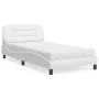 Bed with white synthetic leather mattress 100x200 cm by vidaXL, Beds and slatted bases - Ref: Foro24-3208704, Price: 332,17 €...