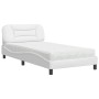Bed with white synthetic leather mattress 100x200 cm by vidaXL, Beds and slatted bases - Ref: Foro24-3208704, Price: 305,08 €...