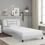 Bed with white synthetic leather mattress 100x200 cm by vidaXL, Beds and slatted bases - Ref: Foro24-3208704, Price: 332,17 €...