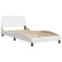 Bed with white synthetic leather mattress 100x200 cm by vidaXL, Beds and slatted bases - Ref: Foro24-3208704, Price: 332,17 €...