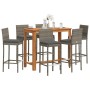 Gartentisch und Hocker 7 Stk. Akazienholz Rattan PE grau von vidaXL, Gartensets - Ref: Foro24-3295281, Preis: 672,93 €, Rabat...