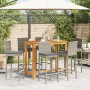 Gartentisch und Hocker 7 Stk. Akazienholz Rattan PE grau von vidaXL, Gartensets - Ref: Foro24-3295281, Preis: 672,93 €, Rabat...