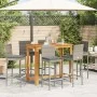 Mesa y taburetes de jardín 7 pzas madera acacia ratán PE gris de vidaXL, Conjuntos de jardín - Ref: Foro24-3295281, Precio: 6...