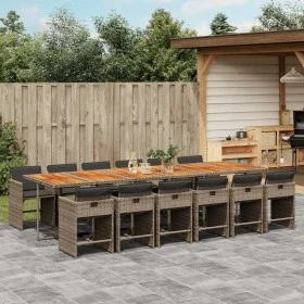 Set comedor de jardín con cojines 13 pzas ratán sintético gris by vidaXL, Garden sets - Ref: Foro24-3277897, Price: 1,00 €, D...