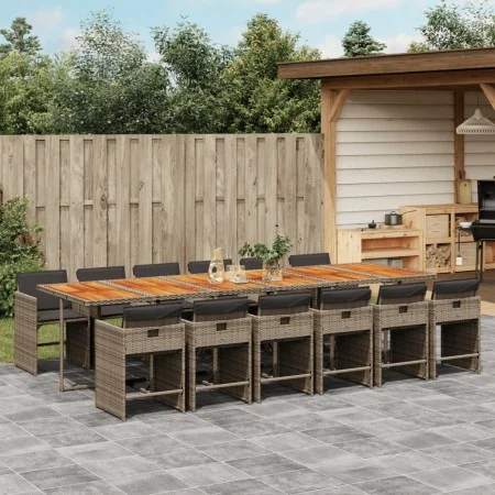 Set comedor de jardín con cojines 13 pzas ratán sintético gris by vidaXL, Garden sets - Ref: Foro24-3277897, Price: 1,00 €, D...