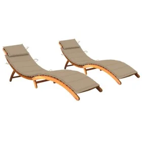 Sun loungers with cushions 2 units solid acacia wood by vidaXL, Loungers - Ref: Foro24-3077364, Price: 372,09 €, Discount: %