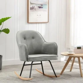 Silla mecedora de terciopelo gris de vidaXL, Mecedoras - Ref: Foro24-289519, Precio: 129,48 €, Descuento: %