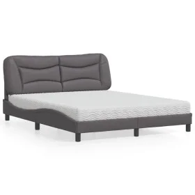 Bed with gray synthetic leather mattress 160x200 cm by vidaXL, Beds and slatted bases - Ref: Foro24-3208734, Price: 434,80 €,...