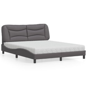 Bett mit grauer Kunstledermatratze 160x200 cm von vidaXL, Betten und Lattenroste - Ref: Foro24-3208734, Preis: 454,46 €, Raba...
