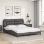 Bed with gray synthetic leather mattress 160x200 cm by vidaXL, Beds and slatted bases - Ref: Foro24-3208734, Price: 434,80 €,...